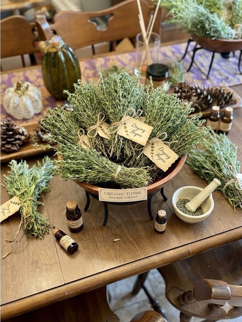 Rustic Dried Thyme Bundle Orchid & Vine Hand Grown Crafted Organic Multi Uses